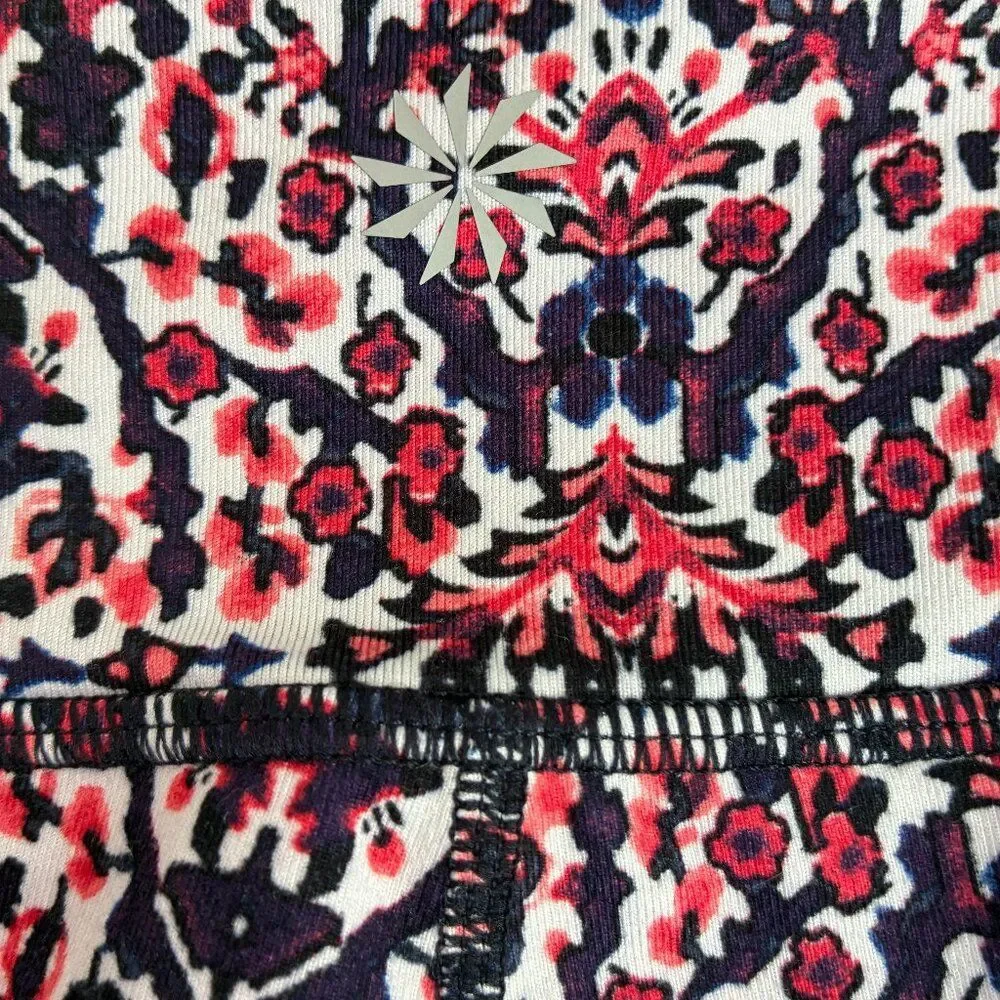 Athleta Leggings Women's XS Navy & Coral Floral Athletic Capris Activewear